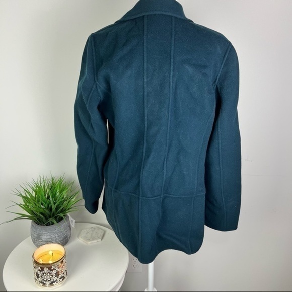 Linda Allard Ellen Tracy Womens Jacket Coat Green Buttons Pockets 100% Wool 12 - Picture 5 of 9